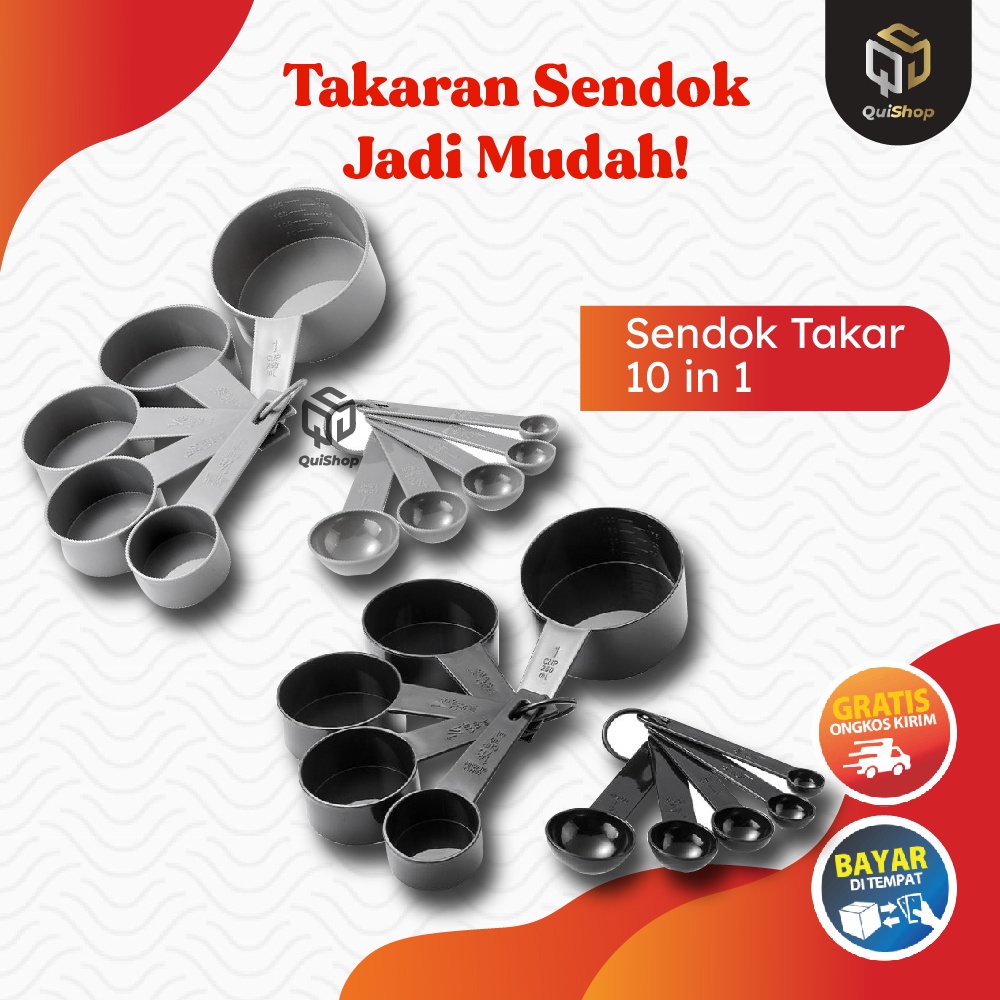 Sendok Takar 10 in 1 Measuring Spoons and Cups Set Sendok Ukur Peralatan Makan Perlengkapan Dapur Termurah Berkualitas