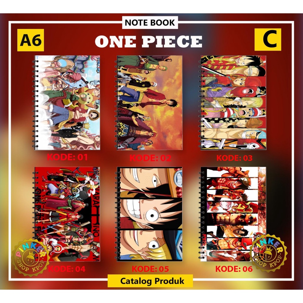 

Note/Notebook A6 10,5 cm x 14,8 cm ANIME ONE PIECE SERI C ISI 50 LEMBAR BUKU/NOTES