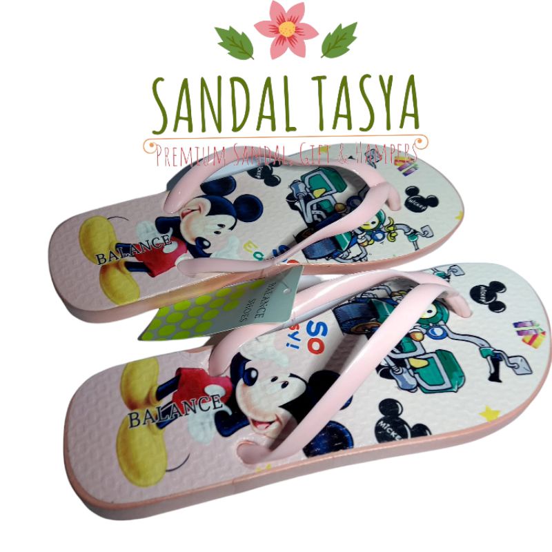 Sandal Jepit Jelly Wanita Import Balance 122-1 Original Flat Korea Karet Teplek Anak Remaja Perempuan Karakter Mickey Lucu Terbaru