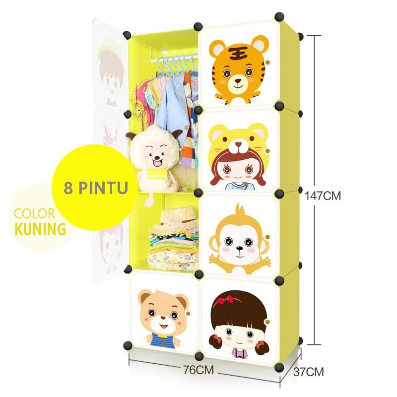 rak pakaian susun minimalis murah gantung rak bayi lemari baju T7K0 lemari pelastik penyimpanan polo