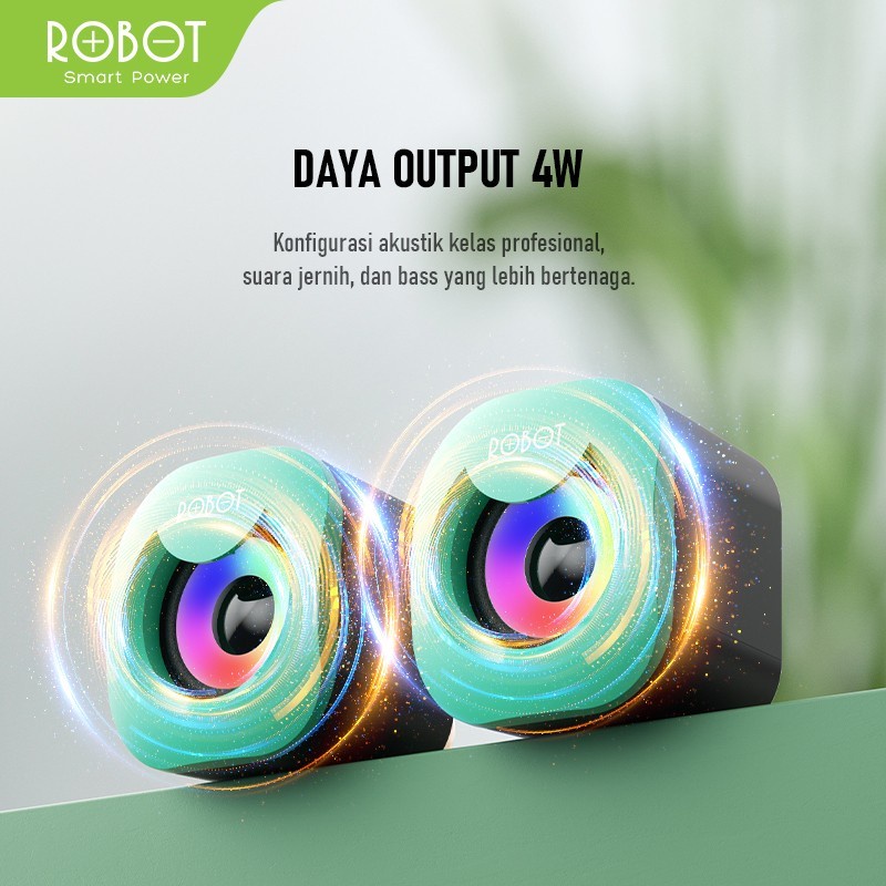 ROBOT RS180 Speaker Mini USB Multimedia Portable - Garansi Resmi 1 Tahun untuk Laptop, Komputer, Gaming