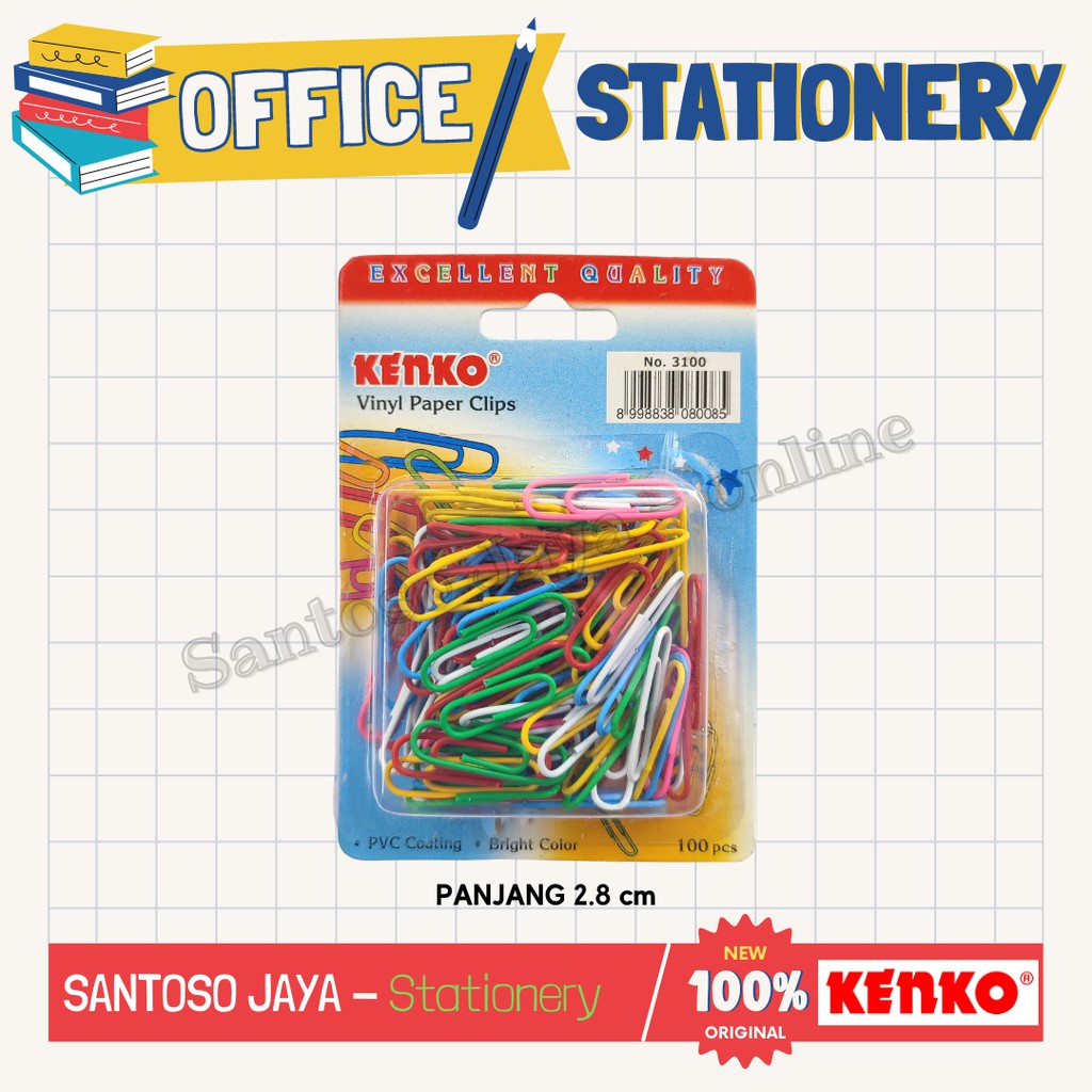 

Vinyl Paper Clips KENKO No.3100 - Klip Kertas Vinyl KENKO 2.8 cm
