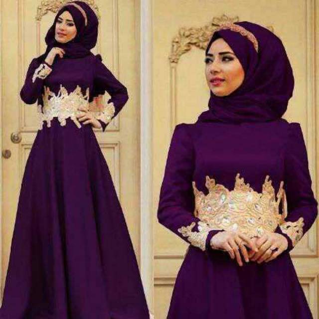 RR Fashion Muslim Baju Hijab Dress Muslim Syari Gamis MAXI CASANDRA PURPLE