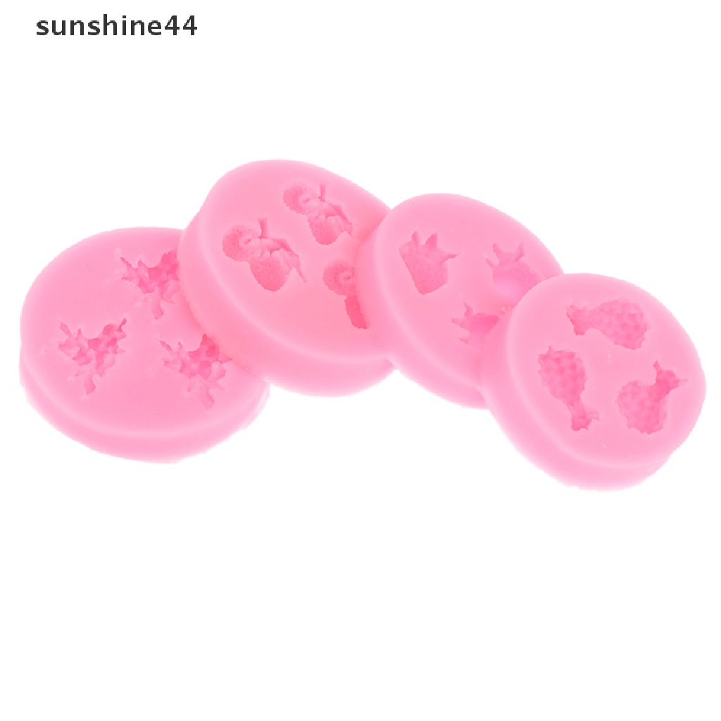 Sunshine 1Pc Cetakan Silikon Bentuk Buah Strawberry Tiga Lubang Untuk Fondant Kue
