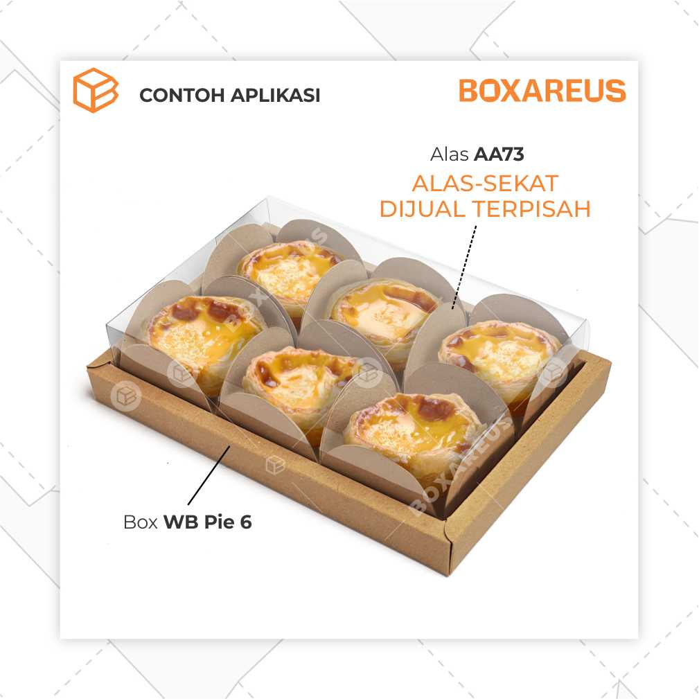 Box Mika Pie Packaging Sekat 6 Egg Tart Dus Kotak Kue | WB Pie 6