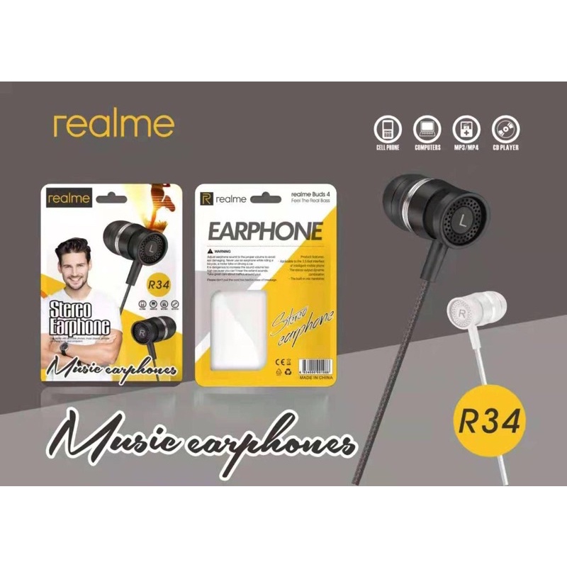 PROMO HANDSFREE REALME BUDS R34 MUSIC EARPHONE STEREO