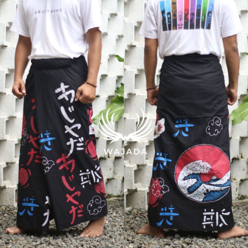 SARUNG LUKIS ANIME JEPANG MOTIF OMBAK MEGAMENDUNG NEW