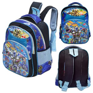 TAS anak sekolah TK Import Transformers 5D Timbul Hologram 3 Kantung - Biru perempuan & laki laki