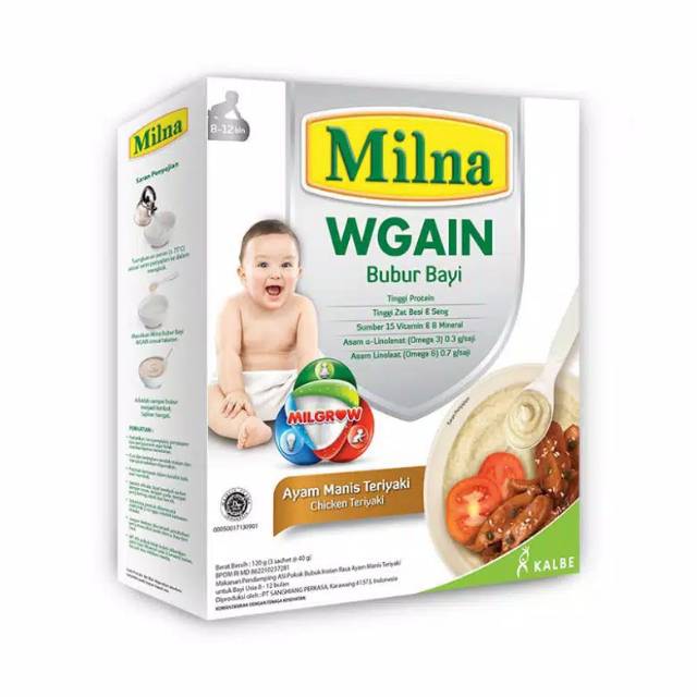 MILNA - WGAIN BUBUR BAYI 6+ 120 gram / BUBUR UNTUK MENAIKKAN BERAT BADAN BAYI / MPASI