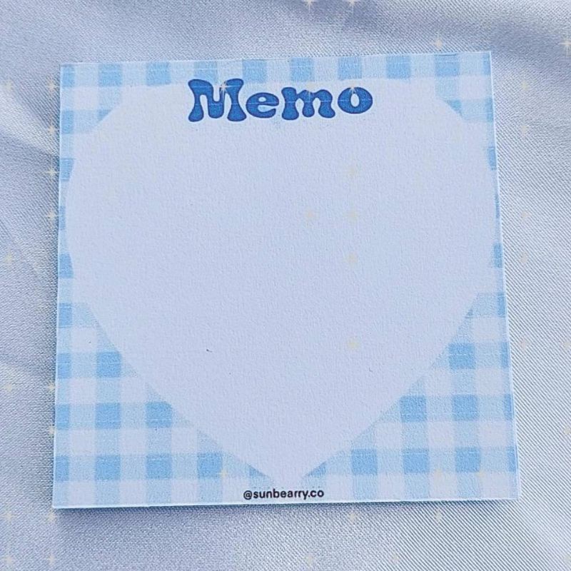 Memo pad by sunbearry.co custom memo pad bts snoppy aesthetic star scrabook-Memo gingham blue