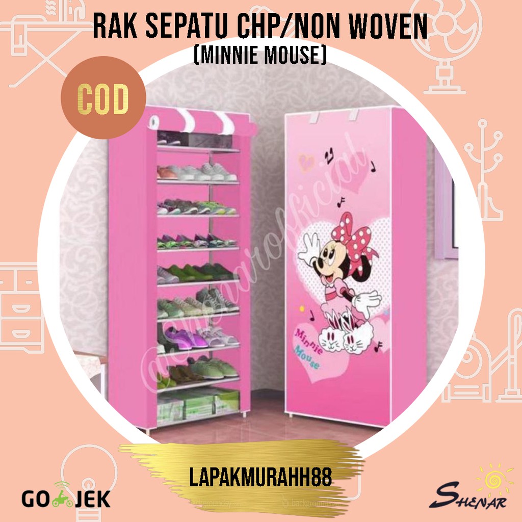 RAK SEPATU KARTUN/RAK SEPATU KAIN BERKARAKTER/RAK SEPATU MENARIK/RAK SEPATU MOTIF LUCU (RS CHP)