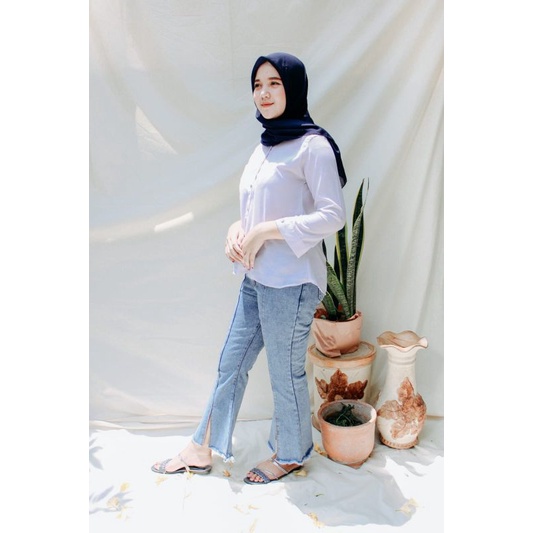 Cutbray Jeans Belah Tengah / Celana Jeans Cutbray Garis / Cutbrei Tulang