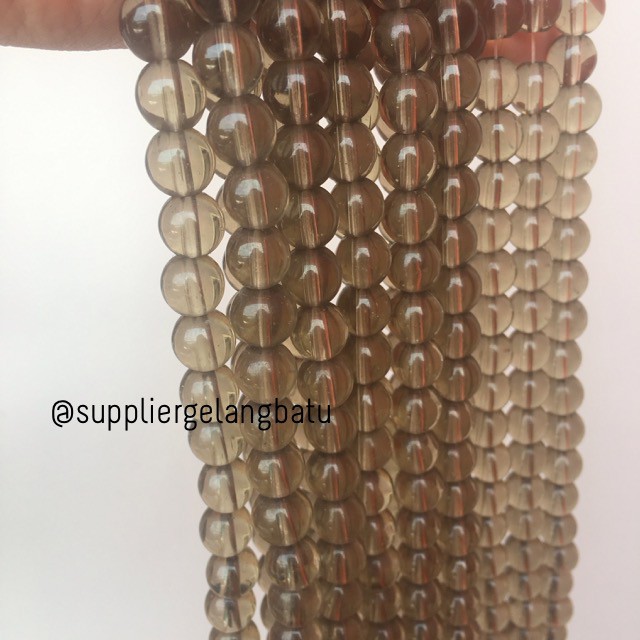 bahan batu kuarsa coklat smoky quartz healing yoga therapy 10mm bead aksesoris bead gelang kalung