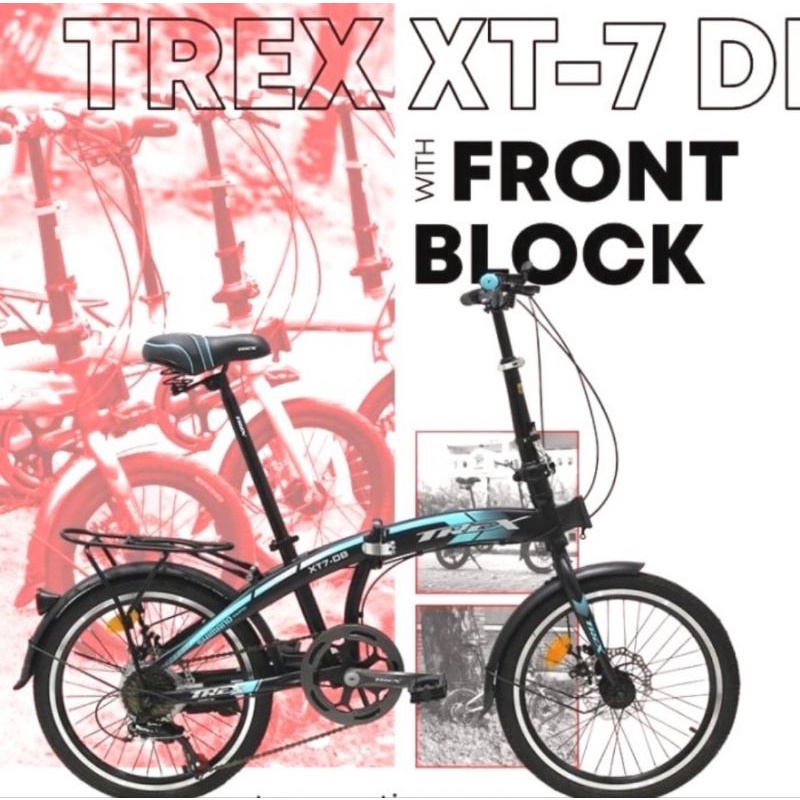 SEPEDA LIPAT TREX SHIMANO EQUIPMENT 20 INCH BLACK TOSCA