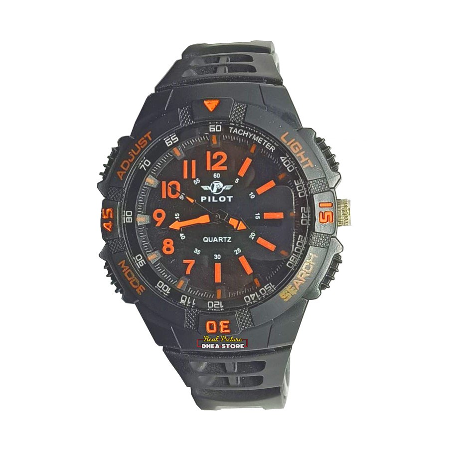 Jam Tangan Pria Sport Pilot FREE Battery Cadangan