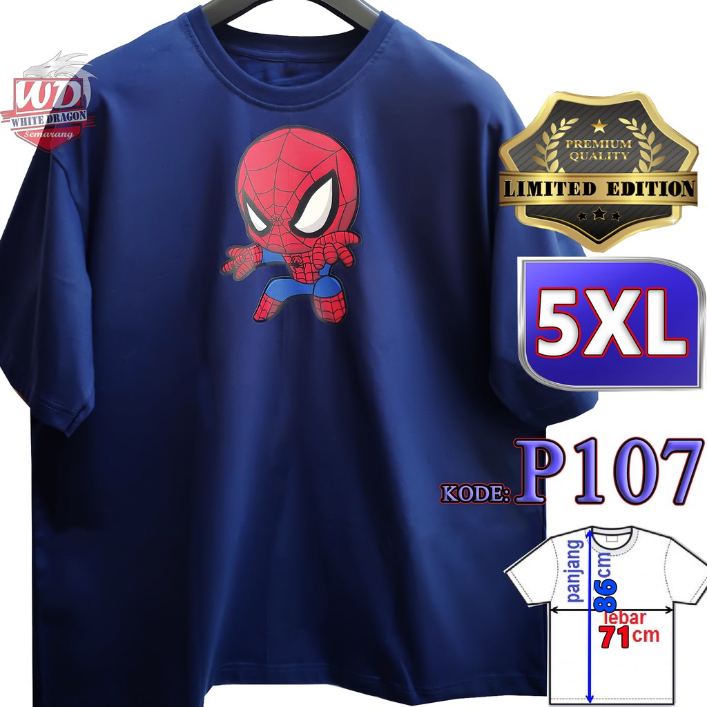 KAOS BIG SIZE 5XL Spider-Man JUMBO PRIA KODE P107