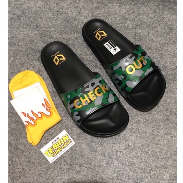 SANDAL SLIDE CHECKOUT ARMY PRIA WANITA