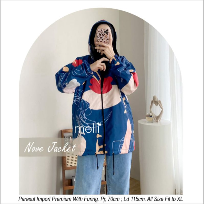 JAKET PARASUT JUMBO WANITA MOTIF