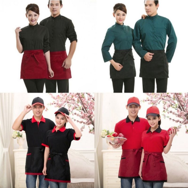 Apron Masak Celemek Waiter Half Waist Celemek Unisex Pria Wanita