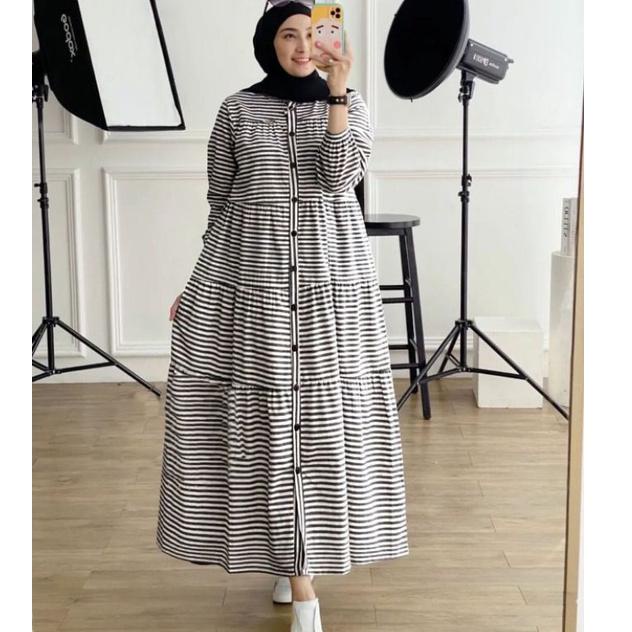 ㅱZ MIDI DRESS KONDANGAN MOTIF SALUR TERBARU DRESS TERLARIS KEKINIAN MIDI DRES WANITA REMAJA KEKINIAN