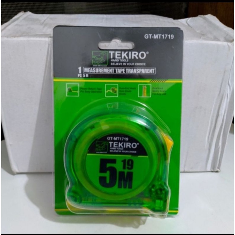 TEKIRO METERAN 5 METER TRANSPARAN/MEASURING TAPE 5 METER