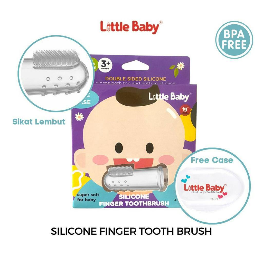 Little Baby SIKAT Gigi / Gusi dan LIDAH + case / wadah penyimpan - Silicone Finger Toothbrush