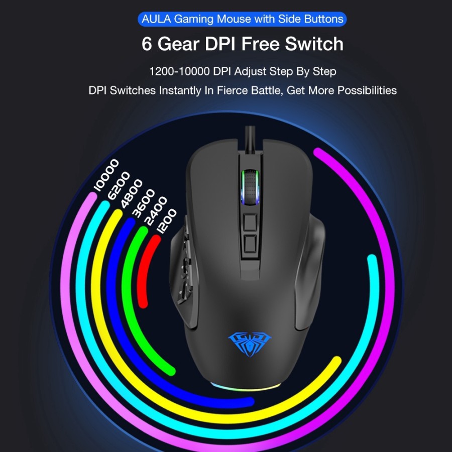 Mouse Gaming AULA H510 RGB Magnetic slide buttons wired