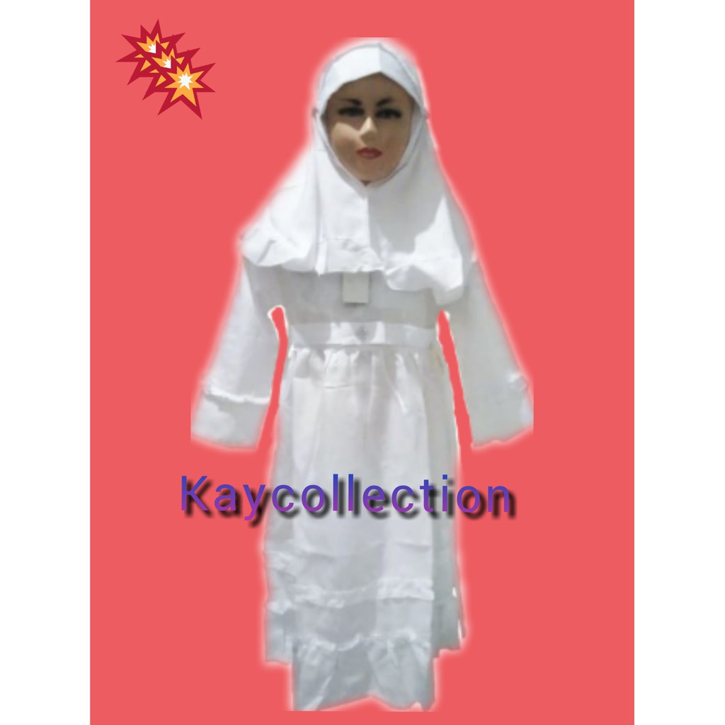 Gamis Anak Perempuan terlaris Warna Putih/Busana muslim Putih Anak perempuan umur 1-12th