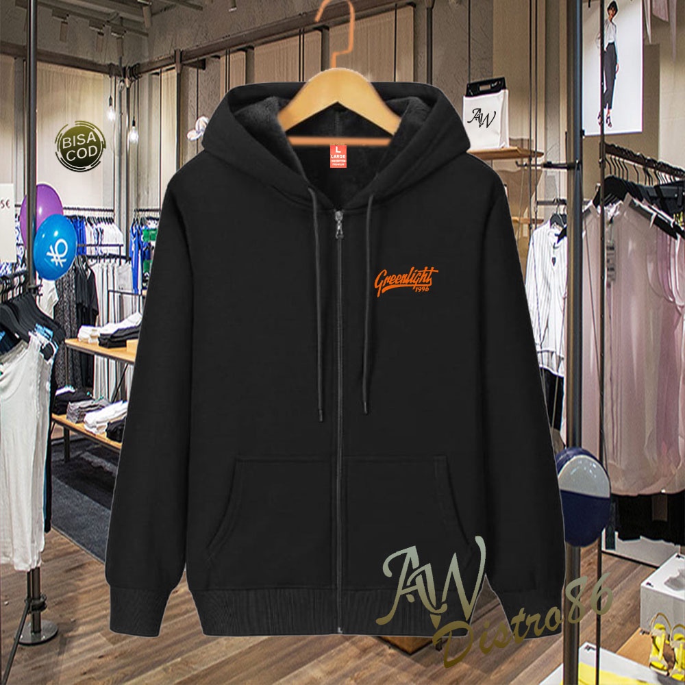 COD Jaket Distro Greenlight 1996 Logo Text Orange Premium Quality Sweater Tulisan Jaket Kata-Kata Hoodie Sablon