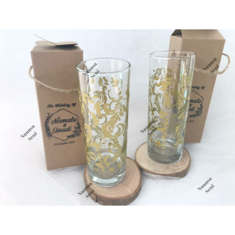 Jual Souvenir Pernikahan Gelas Minum Kaca Tinggi Gelas Bamboo Citinova Gelas Bambu Jus Kaca 5977