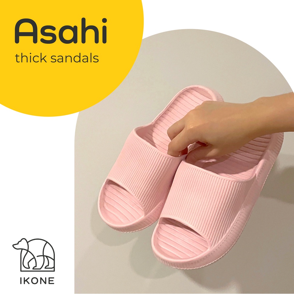 【IKONE】 ASAHI Sandal Outdoor TEBAL BERKUALITAS Sandal Selop Rumah Non-slip Santai Empuk Nyaman Polos Elegan Sandal Rumah Sandal Kamar Mandi Anti Licin Sandal Serbaguna