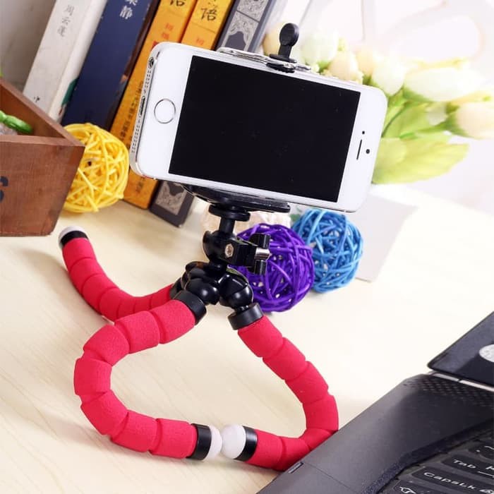 Paket Fleksibel Gorilla Pod Spider Flexible Mini Tripod Plus Holder Hp - Hitam