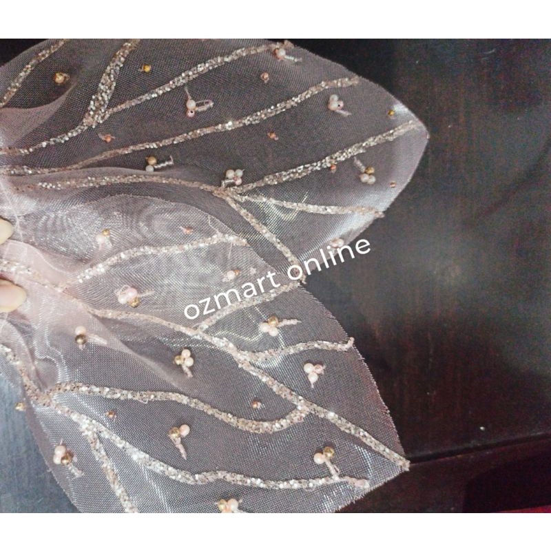 Hiasan aplikasi gaun dress pesta 2 daun rosegold