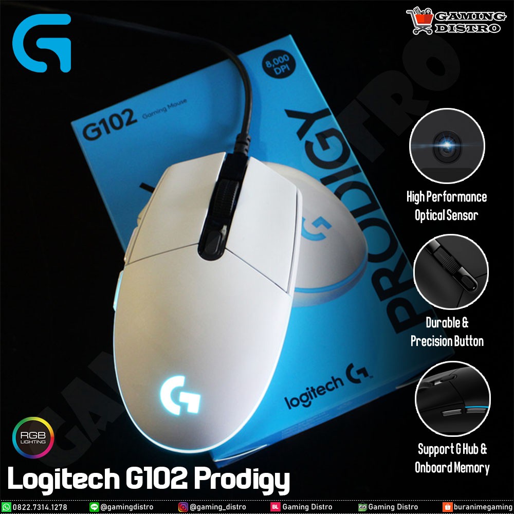 Mouse gaming logitech g102 prodigy white - mouse logitech g102 putih ...