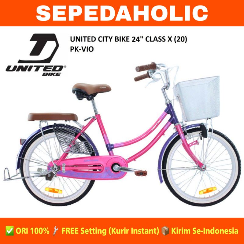 Sepeda Mini Keranjang Perempuan UNITED CLASS X 20 24 26 Inch Untuk Dewasa Garansi Resmi 5 Tahun
