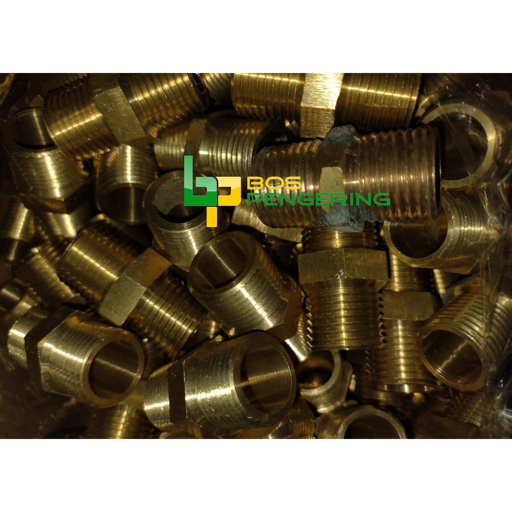 DOUBLE NEPEL DRAT LUAR 1/2&quot; KUNINGAN / SAMBUNGAN PIPA