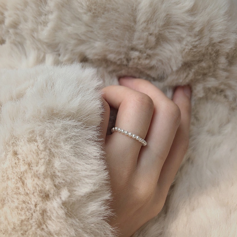 Magic789 Classic Small Pearl Beaded Stackable Ring for Women Girls