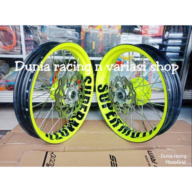 Velg Supermoto KLX 150 - DTracker 150 300 350 17 Custome Tulisan Supermoto paketan sama rakit