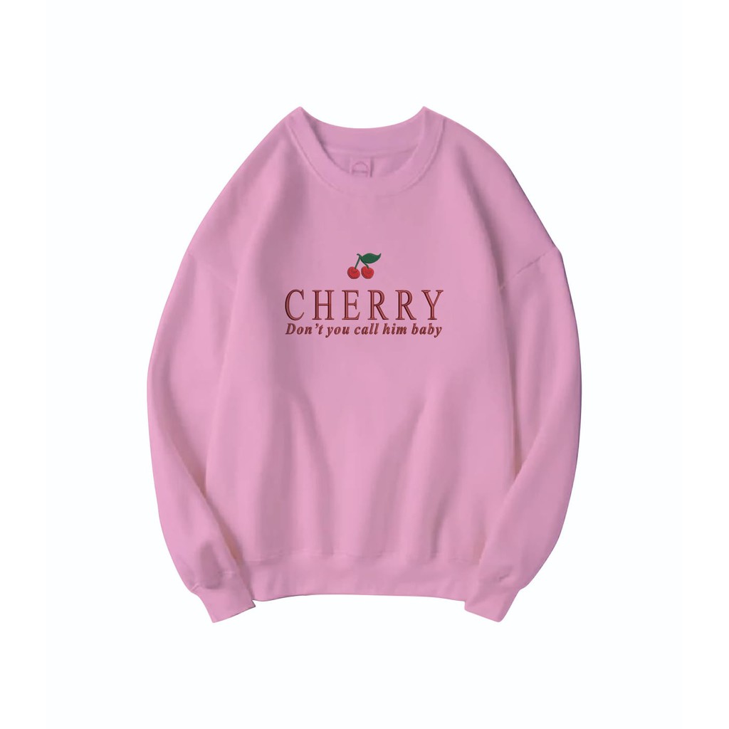 CHERRY RED BORDIR SWEATER WANITA - ATASAN TEBAL PREMIUM