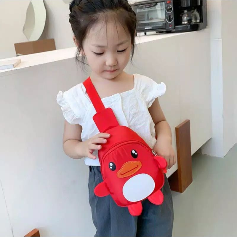 3D DUCK tas anak resleting slempang anak laki-laki perempuan sling bag