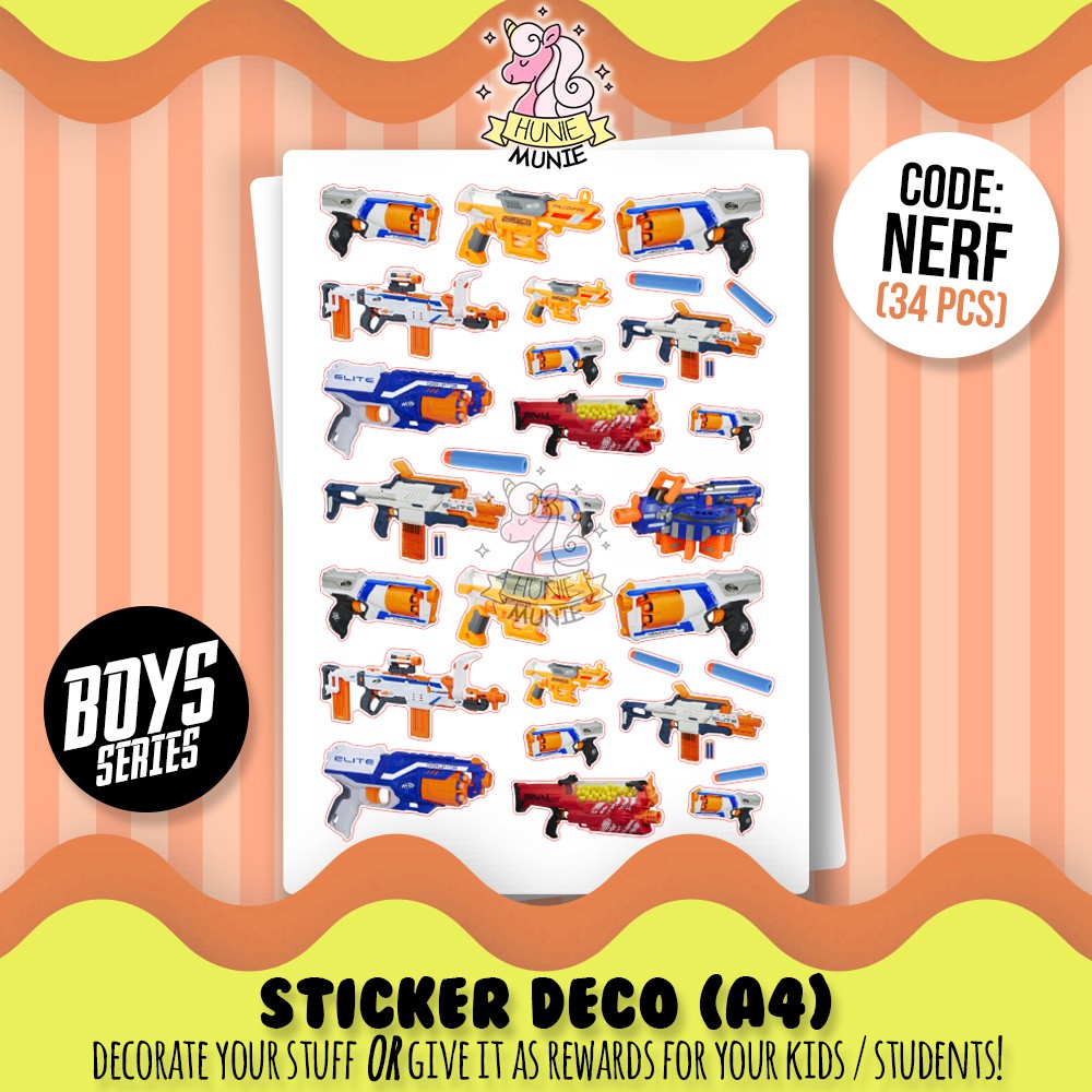 

Sticker Deco - Nerf Gun Stiker Boys - Hunie Munie