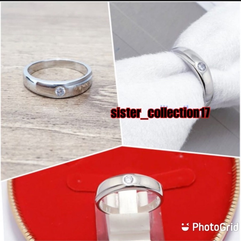 Cincin pria cincin wanita perak 925 lapis emas putih cincin perak 925