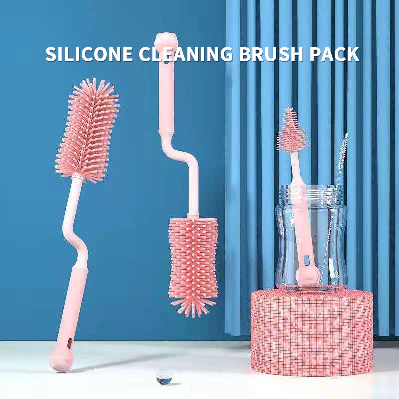 Sikat Botol Silikon Set 3in1 / Dot Susu Bayi Premium Bottle Brush Food Grade Silicone  / sikat dot / sikat empeng / sikat sedotan / sikat botol susu anak