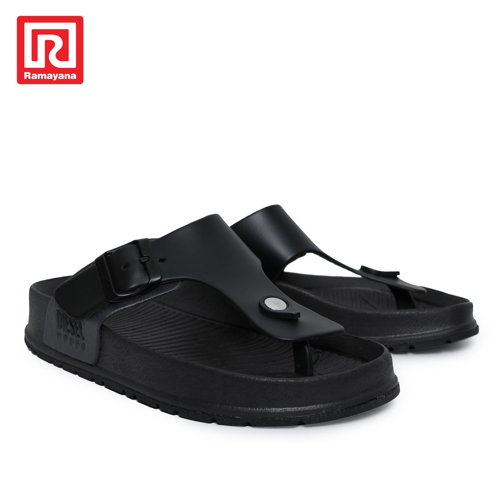  Ramayana  Diesel House Sandal  Pria  New Fit 01 Hitam Hitam 