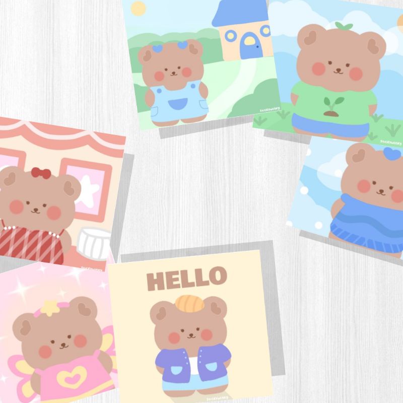 

[ggupii.co] bear square sticker for decoration, journal, notes, planner and more