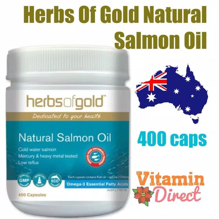 TERMURAH - Herbs of Gold Natural Salmon Oil 400 capsules - Minyak ikan Omega 3