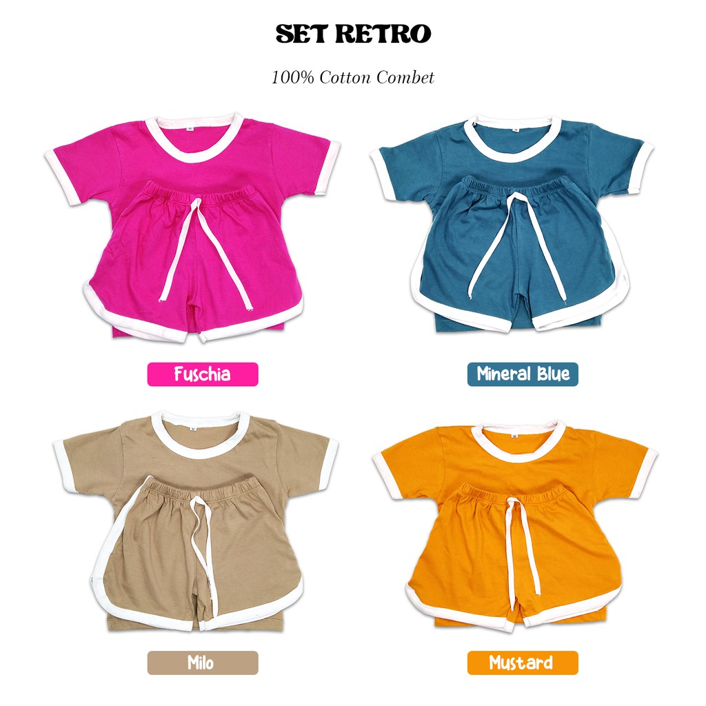 Set retro/setelan anak perempuan /setelan anak laki/kaos anak/baju anak