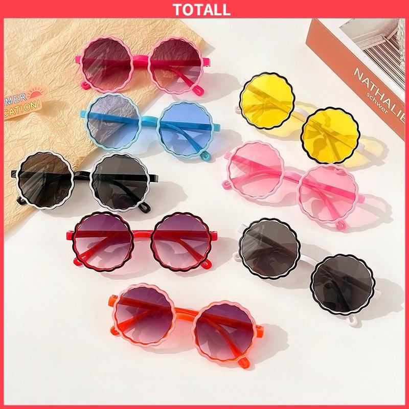 COD Kacamata Anak New Trend Fashion Anak Terbaru Bulat Kaca mata Hitam Motif UV protection High Quality Import Kacamata Fashion-Totall