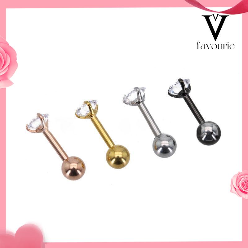 [COD]1 Pcs Anting Titanium Steel Nyata Zirkon Anting Stud Super Mengkilap dengan Anting Pejantan Berlian-FA