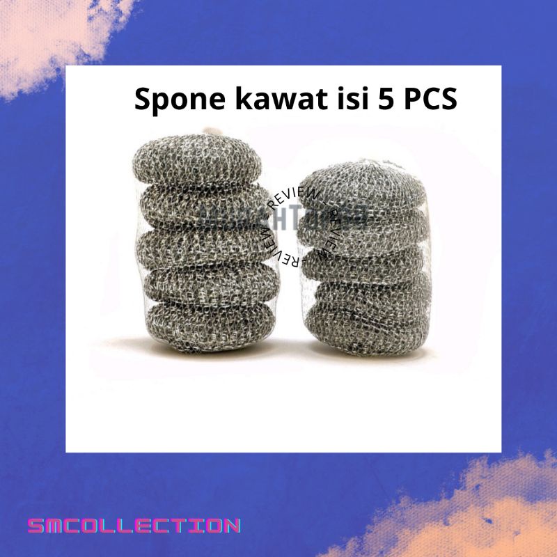 SABUT SPOGNE BESI STENLIS isi 5 PCS /SPONGE CUCI PIRING /SPONGE KAWAT/SPONGE PEMBERSIH KERAK
